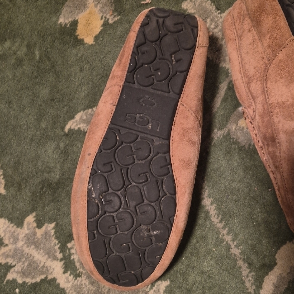 UGG Tan Suede Slippers with Plush Lining - Picture 7 of 11